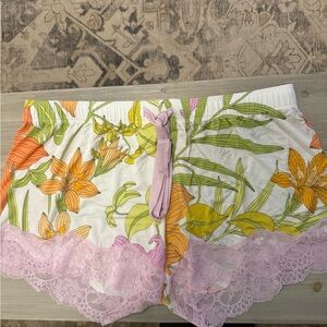 P.J. Salvage Floral Print Shorts with Lace